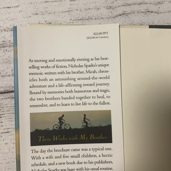 *THREE WEEKS WITH MY BROTHER by Nicholas Sparks Hardback Book - Picture 5 of 5